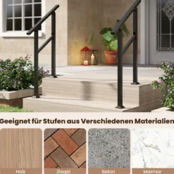 Handlauf Treppengeländer Seitliche Montage Eingangsgeländer mit flexiblem Winkelverstellung 70 cm