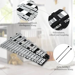Handpercussion Glockenspiel Xylophon mit Schlägel Tragetasche 30 Noten