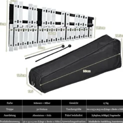 Handpercussion Glockenspiel Xylophon mit Schlägel Tragetasche 30 Noten