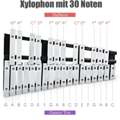 Handpercussion Glockenspiel Xylophon mit Schlägel Tragetasche 30 Noten