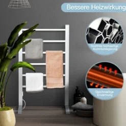 Handtuchhalter Multifunktionaler Elektrischer Handtuchwärmer mit 6 Stangen Silbern