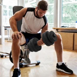 Hantelset 2 in 1 Langhantel 2er Set Hantelscheiben Kurzhantel Scheiben Krafttraining mit 16 Hantelscheiben