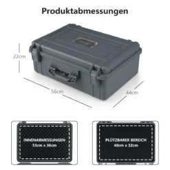 22" Hartschalen-Kamerakoffer Unisversal Anpassbar Wasserdichter Hartschalenkoffer Grau