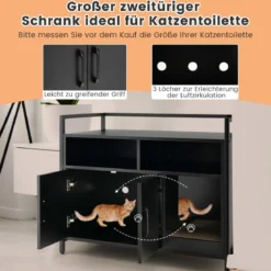 Haustierkiste Katzenschrank mit Doppeltüren & Kratzunterlage 89 x 45 x 74,5 cm