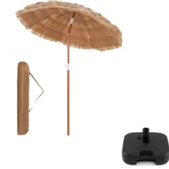 Hawaiianischer Strandschirm mit Tragetasche + Sonnenschirmständer 22 Liter / 25 kg Set