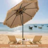 Hawaii Sonnenschirm mit Doppeldach Neigbarer Strohschirm Gartenschirm Stroh Strandschirm