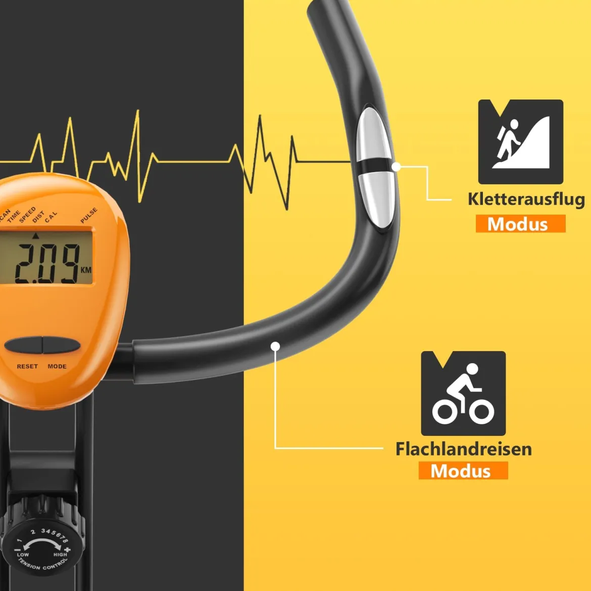 Heimtrainer Ergometer Fitnessfahrrad LCD Display Fahrrad bis 100kg belastbar