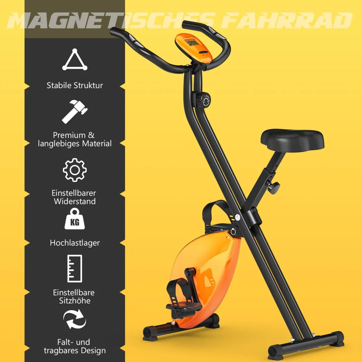 Heimtrainer Ergometer Fitnessfahrrad LCD Display Fahrrad bis 100kg belastbar
