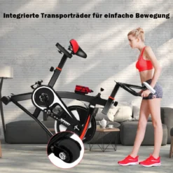 Heimtrainer Trainingsfahrrad 10kg Schwungrad Verstellbarer Fitnessbike Schwarz und Rot