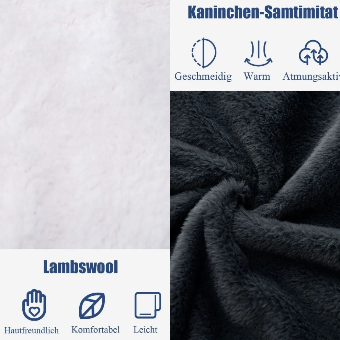 Heizdecke 9 Heizstufen 20-46℃ Beheizbare Wolle Decke 9H Timer 163 x 128 cm Grau