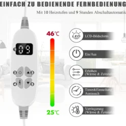 Heizdecke 9 Heizstufen 20-46℃ Elektrische Überwurfdecke Elektrische Wärmedecke Grau