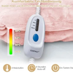 Heizdecke mit Abschaltautomatik & 4 Temperaturstufen & Timer & Überhitzungsschutz Rosa