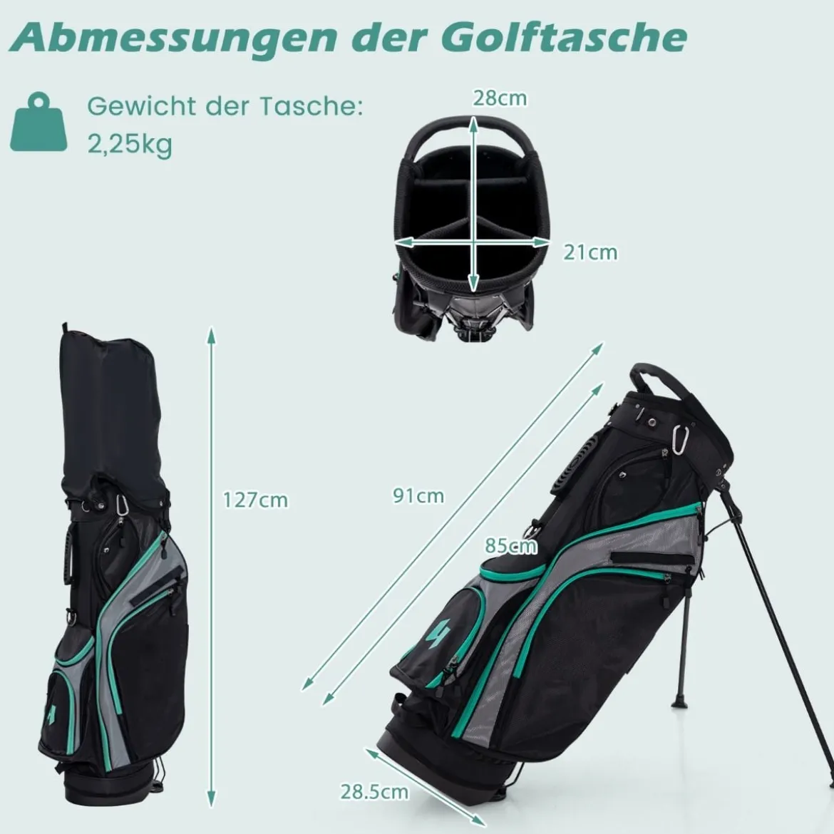 Herren Golfschläger Set 11 teilige Golfschlägersätze rechtshändig mit Regenhaube Grün
