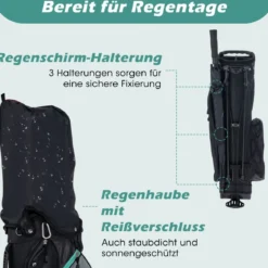 Herren Golfschläger Set 11 teilige Golfschlägersätze rechtshändig mit Regenhaube Grün