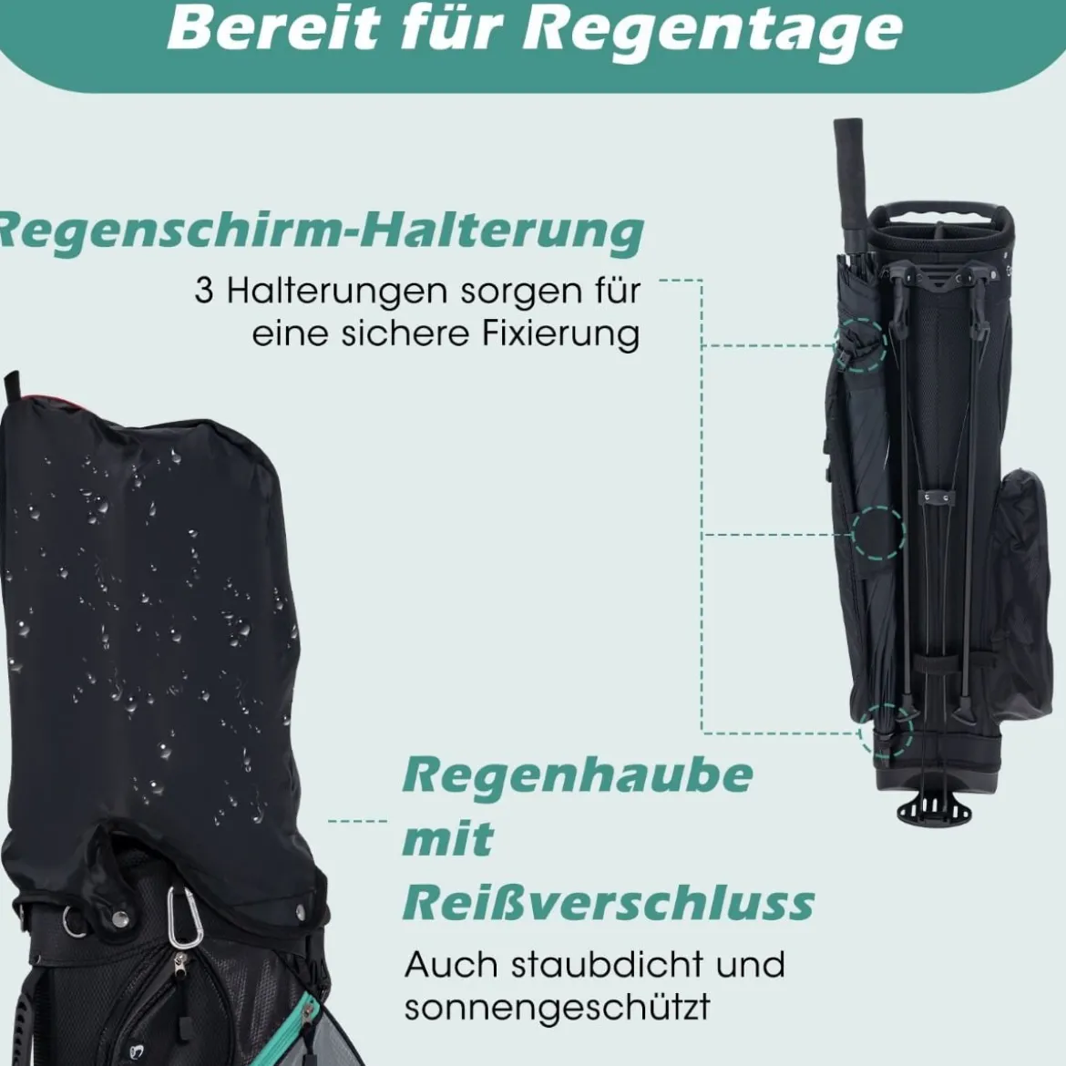 Herren Golfschläger Set 11 teilige Golfschlägersätze rechtshändig mit Regenhaube Grün