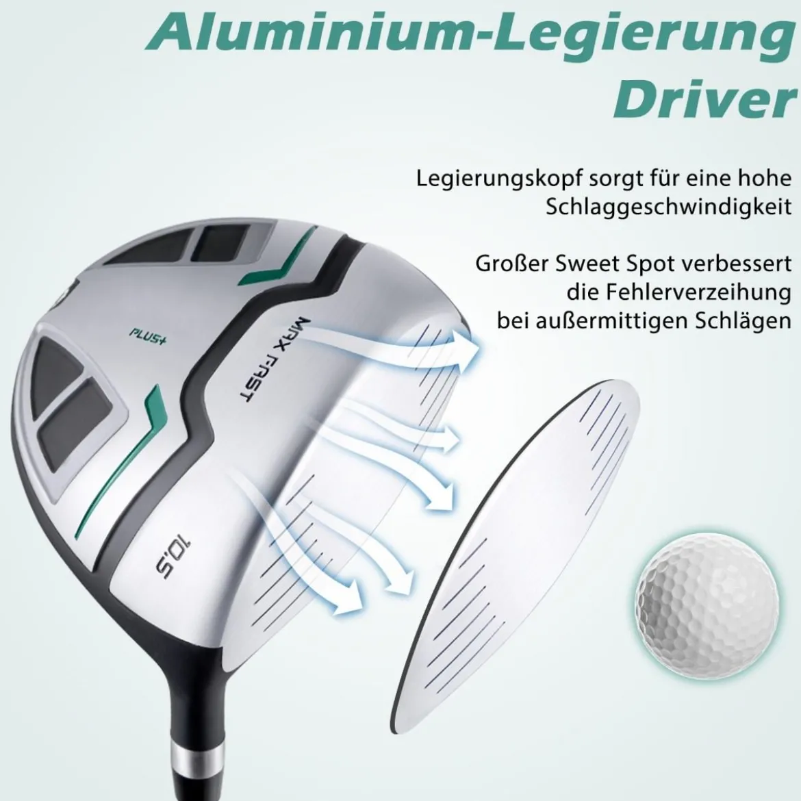 Herren Golfschläger Set 11 teilige Golfschlägersätze rechtshändig mit Regenhaube Grün
