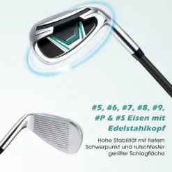 Herren Golfschläger Set 11 teilige Golfschlägersätze rechtshändig mit Regenhaube Grün