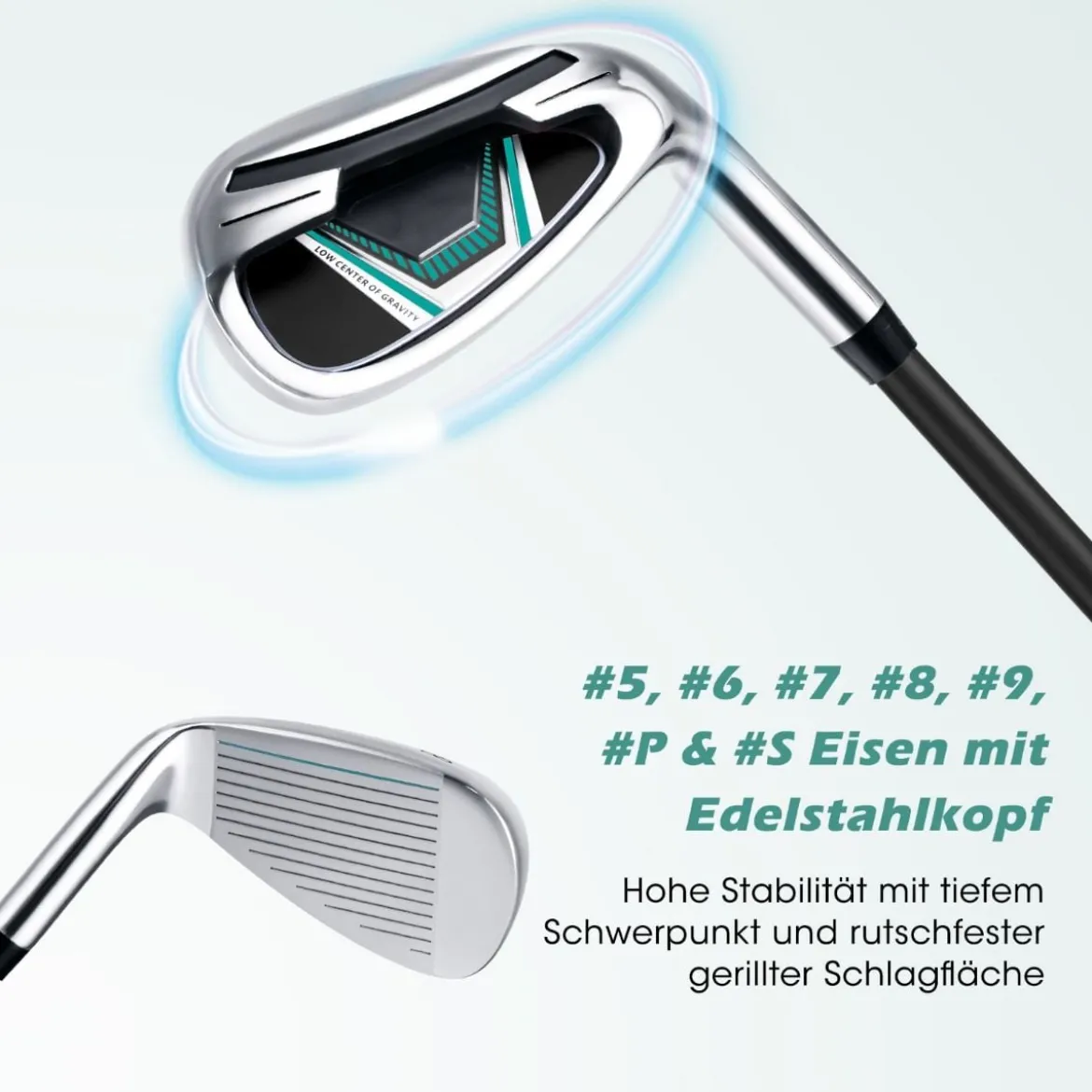 Herren Golfschläger Set 11 teilige Golfschlägersätze rechtshändig mit Regenhaube Grün