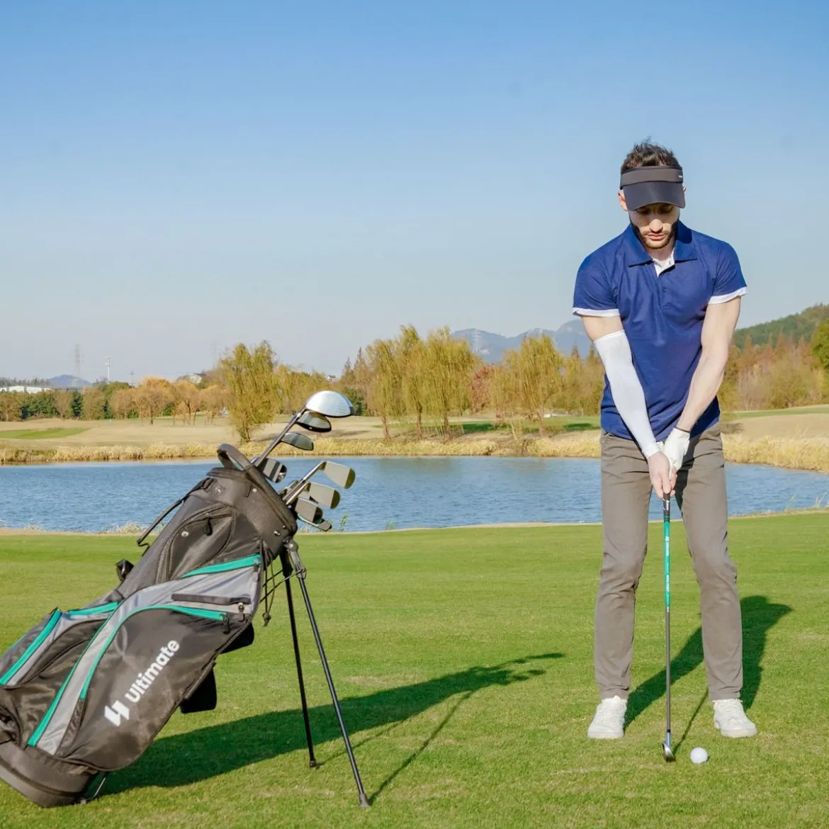 Herren Golfschläger Set 11 teilige Golfschlägersätze rechtshändig mit Regenhaube Grün
