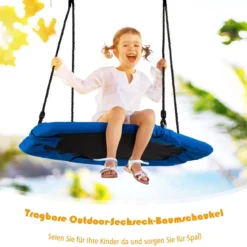 Hexagon-Schaukel Nestschaukel 100-160cm verstellbaren Seil für drinnen und draußen 94 x 84 cm Blau