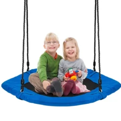 Hexagon-Schaukel Nestschaukel 100-160cm verstellbaren Seil für drinnen und draußen 94 x 84 cm Blau