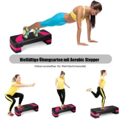 Höhenverstellbarer Aerobic Stepper Fitnesstrainer mit zwei Stufen von 10 cm und 15 cm Fitnesstrainer Schwarz
