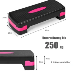 Höhenverstellbarer Aerobic Stepper Fitnesstrainer mit zwei Stufen von 10 cm und 15 cm Fitnesstrainer Schwarz