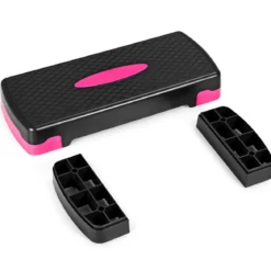 Höhenverstellbarer Aerobic Stepper Fitnesstrainer mit zwei Stufen von 10 cm und 15 cm Fitnesstrainer Schwarz
