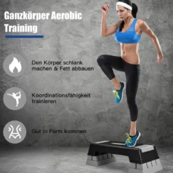 Höhenverstellbarer Aerobic Stepper mit 3 Stufen 12 / 17 / 22 cm Fitness Stepper Grau
