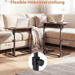 Höhenverstellbarer Betttisch Klappbarer Pflegetisch C-Form Laptoptisch Beistelltisch