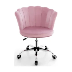 Höhenverstellbarer Bürostuhl aus Samt mit Rollen & Ergonomischem Design Computerstuhl