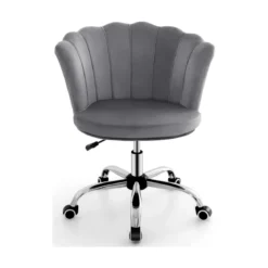 Höhenverstellbarer Bürostuhl aus Samt mit Rollen & Ergonomischem Design Computerstuhl