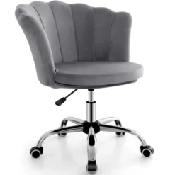Höhenverstellbarer Bürostuhl aus Samt mit Rollen & Ergonomischem Design Computerstuhl