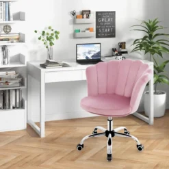 Höhenverstellbarer Bürostuhl aus Samt mit Rollen & Ergonomischem Design Computerstuhl