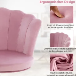 Höhenverstellbarer Bürostuhl aus Samt mit Rollen & Ergonomischem Design Computerstuhl