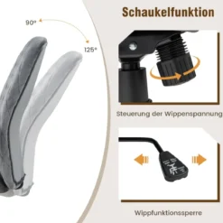 Höhenverstellbarer Bürostuhl aus Samt mit Rückenlehne bis 150 kg Belastbar Grau