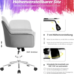 Höhenverstellbarer Computerstuhl Freizeit-Bürostuhl mit Armlehnen Grau