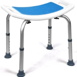 Höhenverstellbarer Duschhocker bis 150kg Belastbar Medical Duschstuhl aus Alu Blau