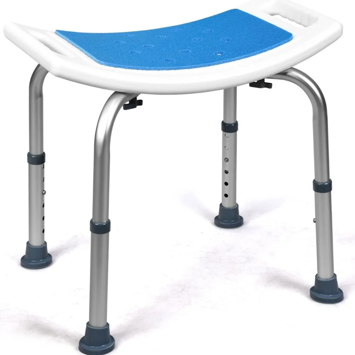 Höhenverstellbarer Duschhocker bis 150kg Belastbar Medical Duschstuhl aus Alu Blau