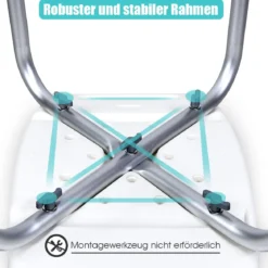 Höhenverstellbarer Duschhocker bis 150kg Belastbar Medical Duschstuhl aus Alu Blau