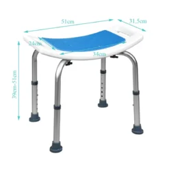 Höhenverstellbarer Duschhocker bis 150kg Belastbar Medical Duschstuhl aus Alu Blau