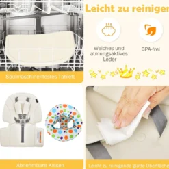 Höhenverstellbarer 6-in-1 Babyhochstuhl Beige Hochstuhl & Essenstuhl & Kindersitzgruppe