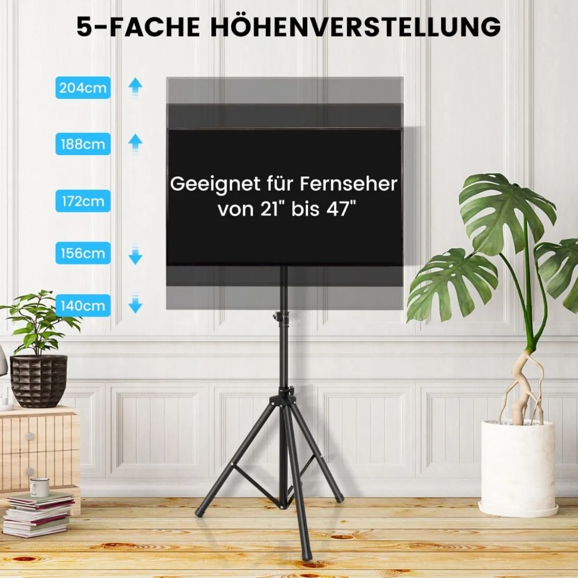 Höhenverstellbarer TV Ständer für 21–47 Zoll Plasma/LCD/LED Fernseher & Flach bis zu 35 kg