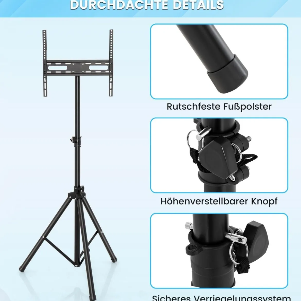 Höhenverstellbarer TV Ständer für 21–47 Zoll Plasma/LCD/LED Fernseher & Flach bis zu 35 kg