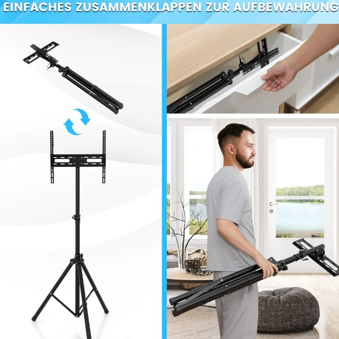 Höhenverstellbarer TV Ständer für 21–47 Zoll Plasma/LCD/LED Fernseher & Flach bis zu 35 kg