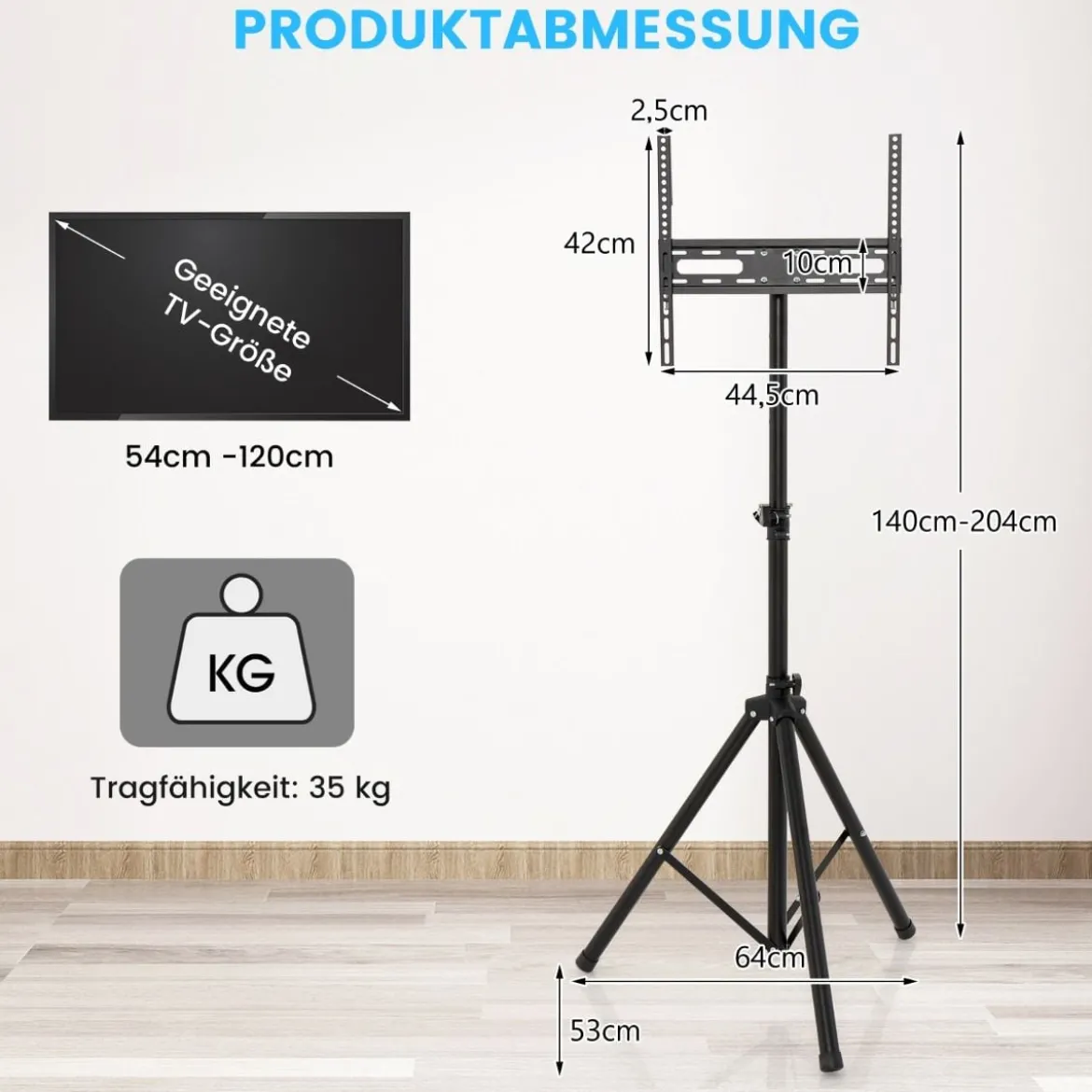 Höhenverstellbarer TV Ständer für 21–47 Zoll Plasma/LCD/LED Fernseher & Flach bis zu 35 kg