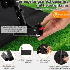 Höhenverstellbares Feldbett Campingbett mit Beinerweiterungen & Seitentasche & Netztasche