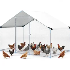 Hühnerstall aus Metall 3x2x2M Freilaufgehege mit Wasserfestem PE-Tuch & Sicherheitsschloss