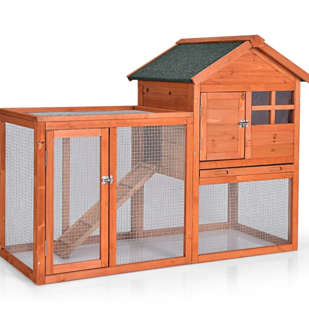Hühnerstall Hühnerhaus wetterfest Kaninchenkäfig mit ausziehbarem Tablett Hühnervoliere für Kaninchen Holz