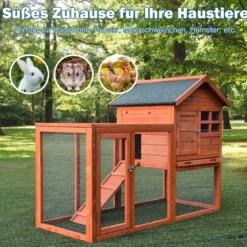 Hühnerstall Hühnerhaus wetterfest Kaninchenkäfig mit ausziehbarem Tablett Hühnervoliere für Kaninchen Holz
